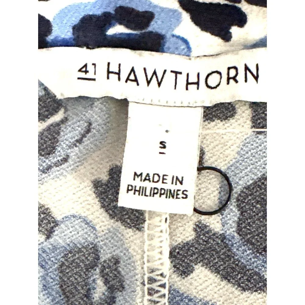 41 Hawthorn Small Blue Black Abstract Leopard Print Wrap Blouse - Picture 8 of 12